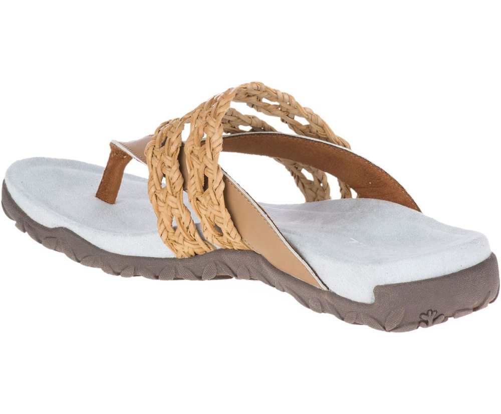 Merrell Sandals Brown/White - Terran Braid Thong - Womens 46VXLOFCH